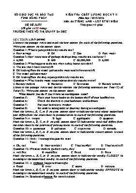 Đề đề xuất kiểm tra chất lượng học kỳ II môn Tiếng Anh Lớp 8 (Thí điểm) - Năm học 2015-2016 - Phòng GD & ĐT Sa Đéc (Có đáp án)